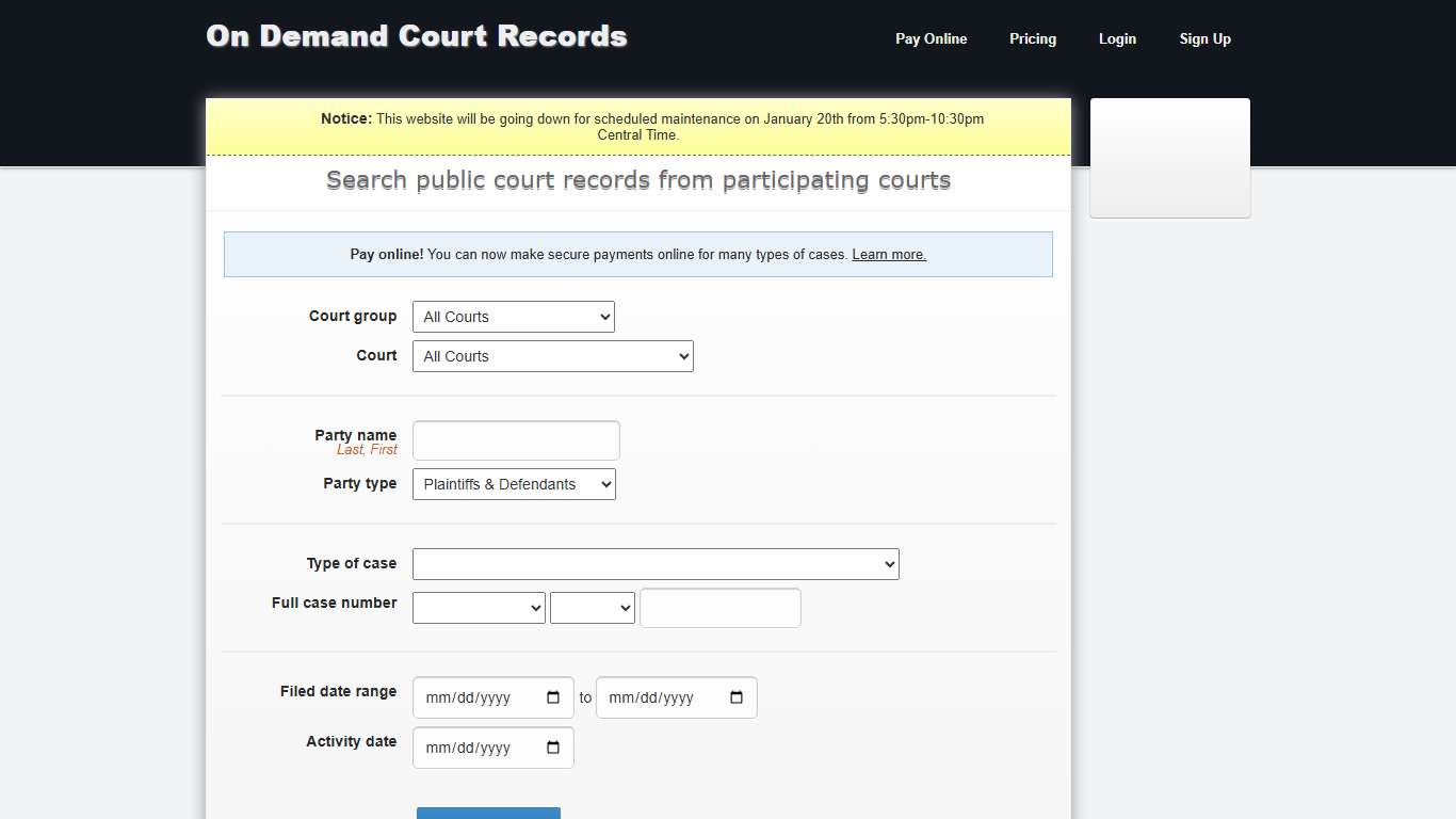 On Demand Court Records