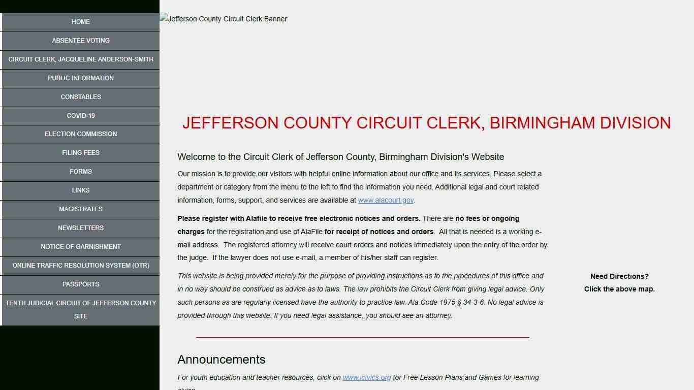 Jefferson County, Birmingham Division Circuit Clerk - Tenth Circuit Court of Alabama